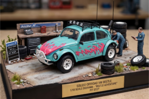1976 Volkswagen Beetle Baja Miami Green with Pink Graphics 1/18 by Solido