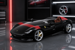 Ferrari Monza SP1 Black Metallic with Red Stripes "Race & Play" Series 1/24 by Bburago
