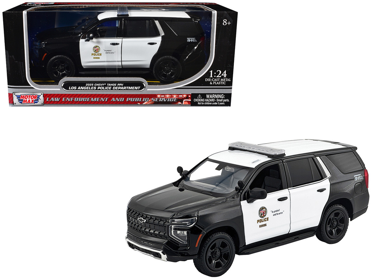 2025 Chevrolet Tahoe Police Pursuit Vehicle "Los Angeles Police Department (LAPD)" Black and White "Law Enforcement and Public Service" Series 1/24 Diecast Model Car by Motormax - Image 5