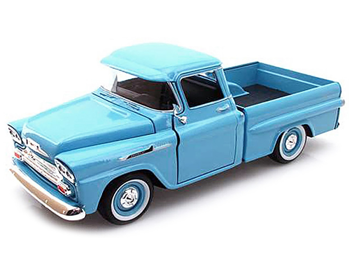 1958 Chevrolet Apache Fleetside Pickup Truck Light Blue 1/24 Diecast Model Car by Motormax - Image 2