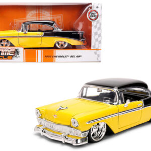 1956 Chevrolet Bel Air Yellow and Black "Bigtime Muscle" Series 1/24 Diecast Model Car by Jada