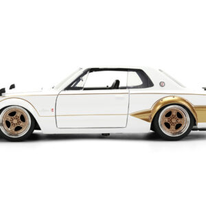 1971 Nissan Skyline 2000GT-R RHD (Right Hand Drive) White with Gold Graphics "JDM Tuners" Series 1/24 Diecast Model Car by Jada