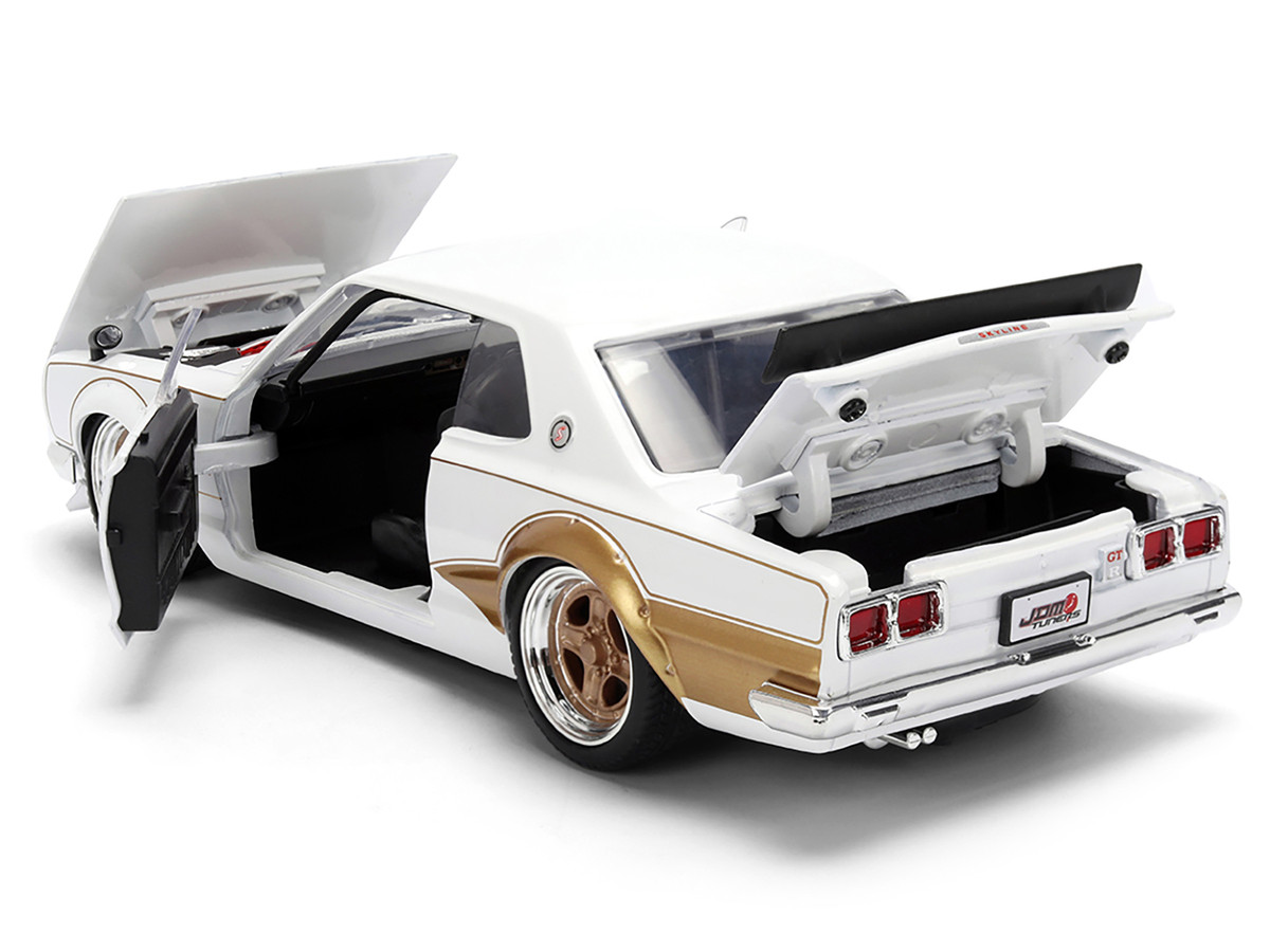 1971 Nissan Skyline 2000GT-R RHD (Right Hand Drive) White with Gold Graphics "JDM Tuners" Series 1/24 Diecast Model Car by Jada - Image 2