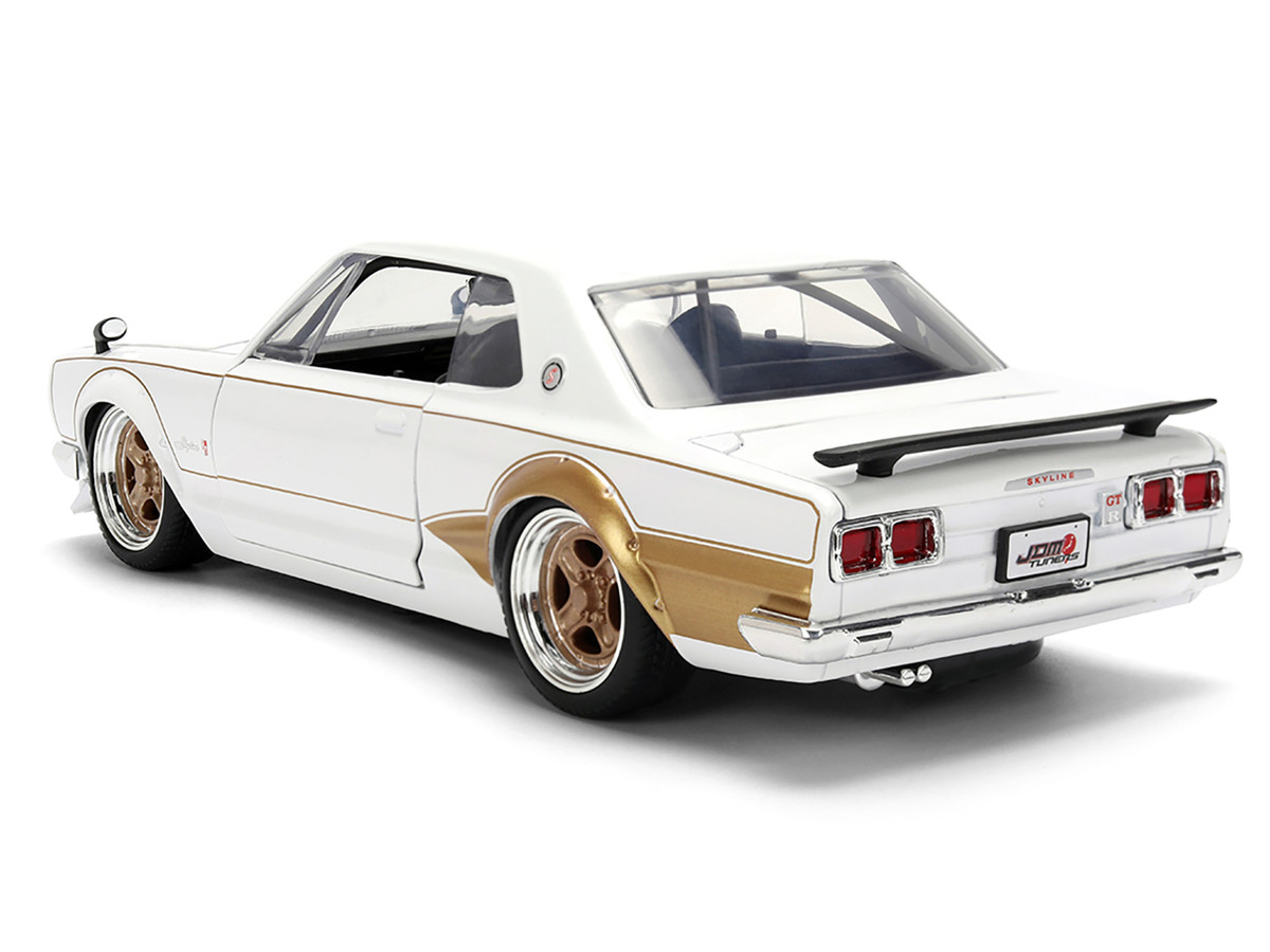 1971 Nissan Skyline 2000GT-R RHD (Right Hand Drive) White with Gold Graphics "JDM Tuners" Series 1/24 Diecast Model Car by Jada - Image 3