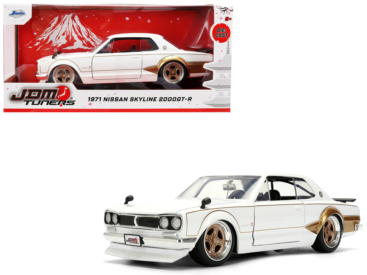 1971 Nissan Skyline 2000GT-R RHD (Right Hand Drive) White with Gold Graphics "JDM Tuners" Series 1/24 Diecast Model Car by Jada - Image 5