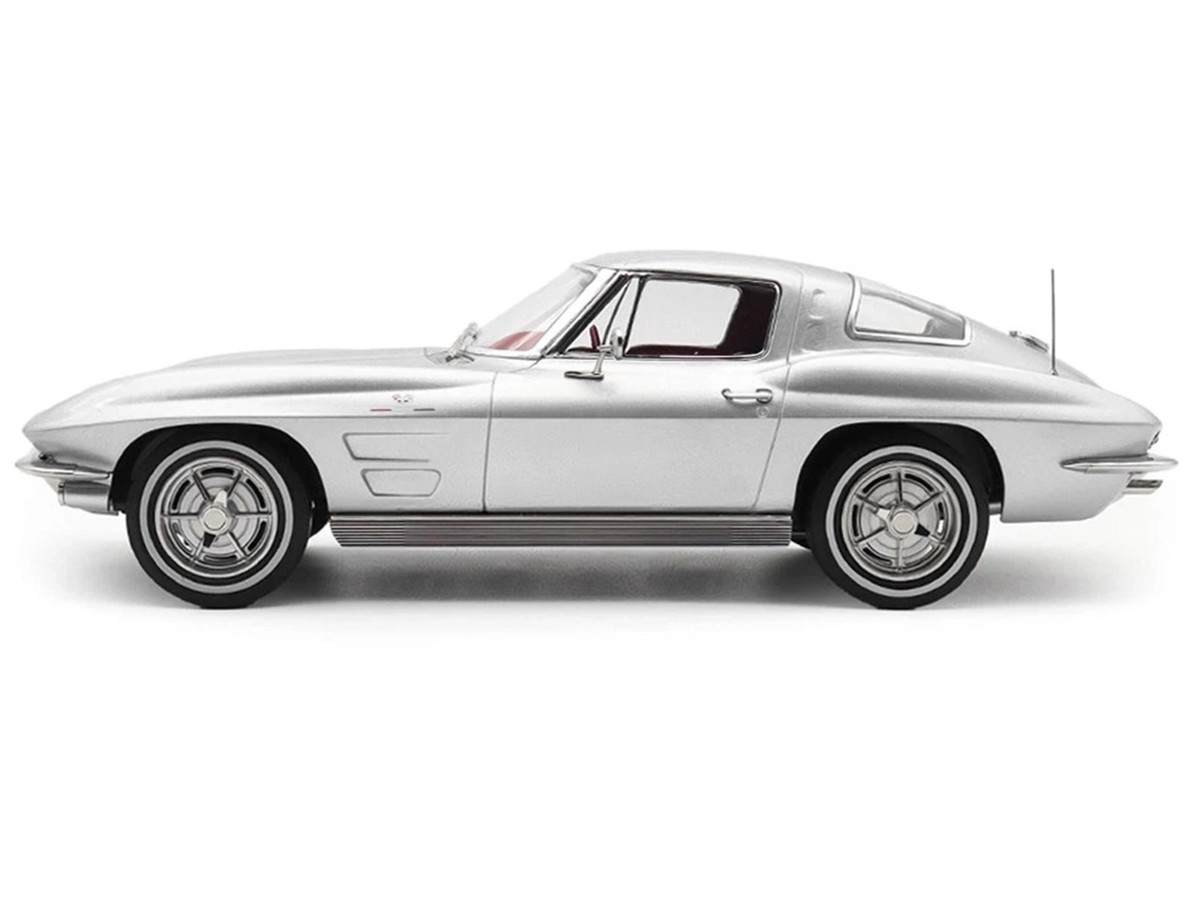 1963 Chevrolet Corvette Sting Ray Sebring Silver Metallic With Red Interior — 1/18 by Norev