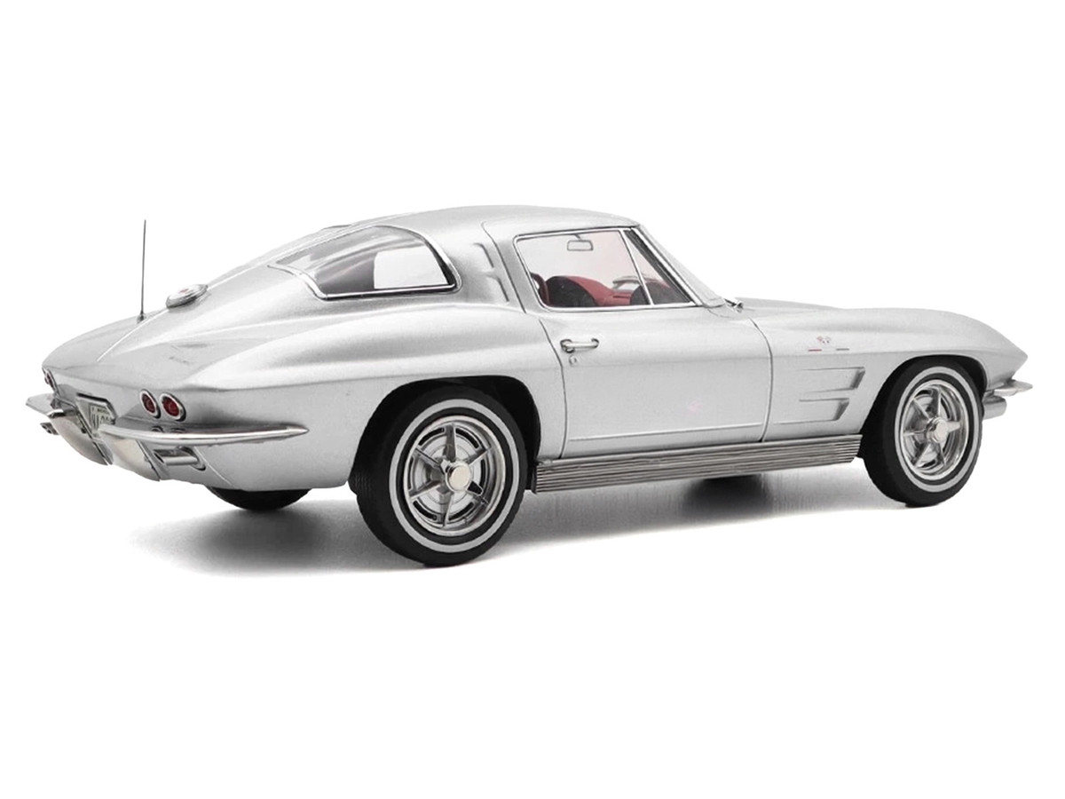 1963 Chevrolet Corvette Sting Ray Sebring Silver Metallic With Red Interior — 1/18 by Norev - Image 2