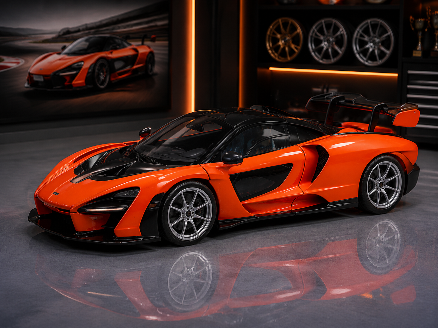 McLaren Senna Orange Metallic and Black "Timeless Legends" 1/24 by Motormax