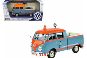 Volkswagen Type 2 T1 Delivery Service Pickup Truck Blue And Orange VW Kundendienst — 1/24 by Motormax