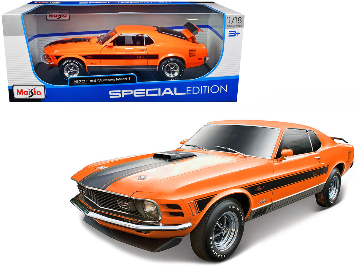 1970 Ford Mustang Mach Twister Special Orange With Black Stripes Special Edition — 1/18 by Maisto