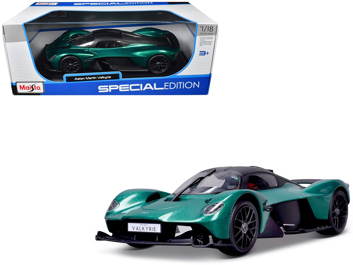Aston Martin Valkyrie Green Metallic With Matt Black Top Special Edition Series — 1/18 by Maisto
