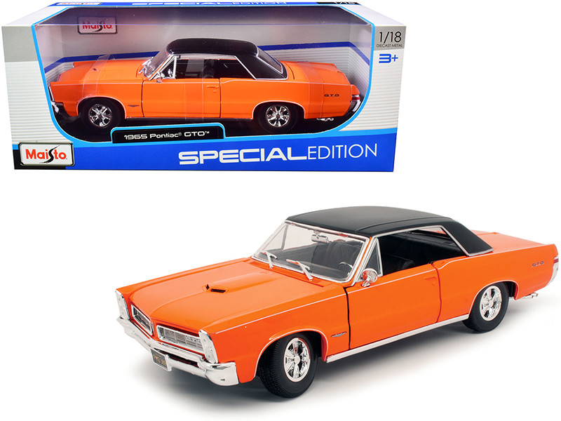 1965 Pontiac GTO Hurst Orange With Black Top And White Stripes Special Edition — 1/18 by Maisto