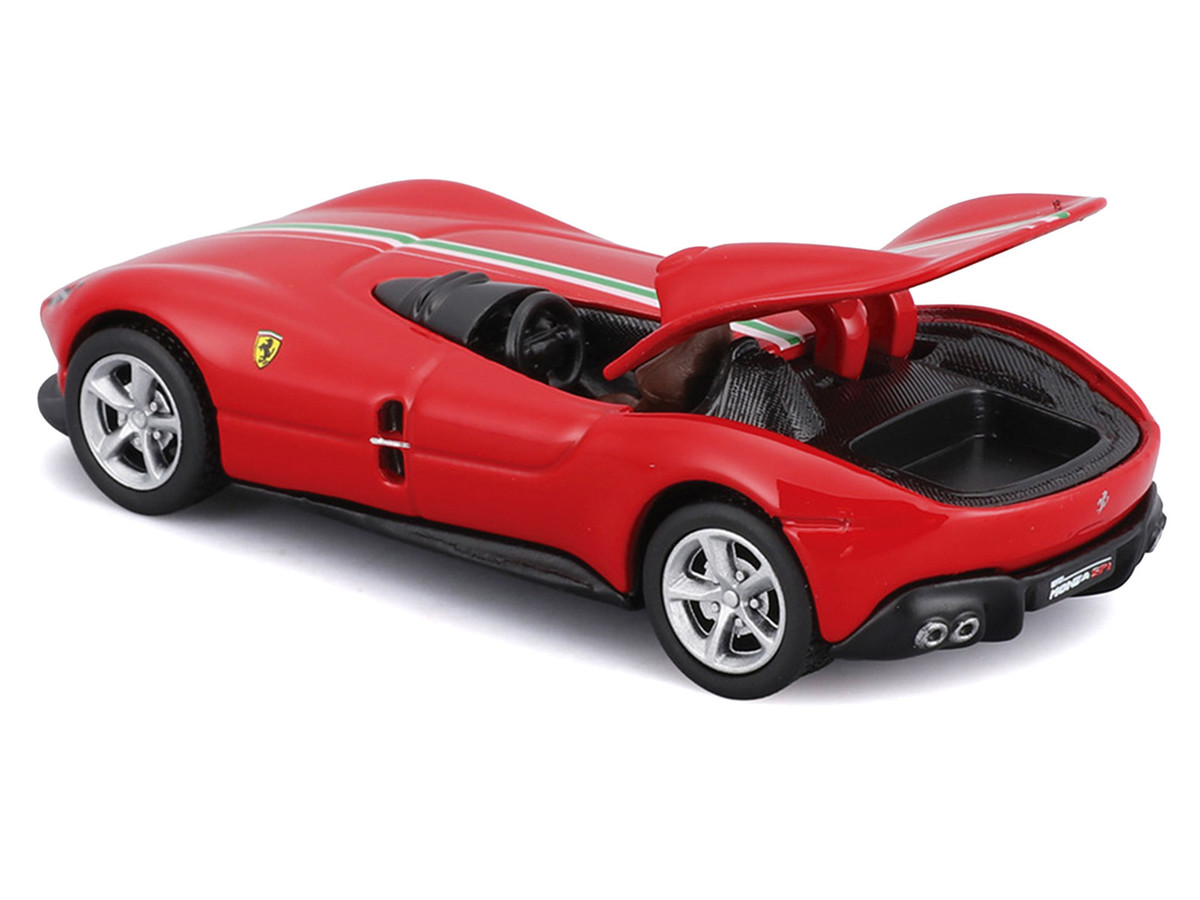 Ferrari Monza SP1 Red With Italian Flag Stripes Speed Icons Series — 1/64 by Maisto