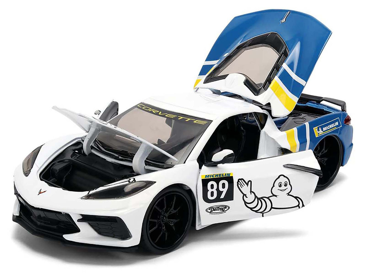 2020 Chevrolet Corvette Stingray C8 #89 "Michelin" White with Yellow and Blue Stripes "Bigtime Muscle" Series 1/24 by Jada - Image 2