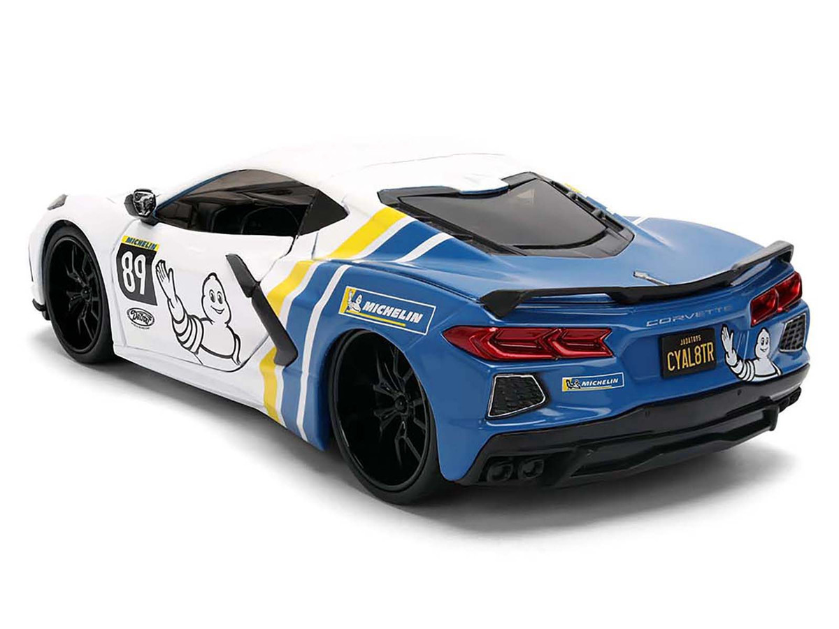 2020 Chevrolet Corvette Stingray C8 #89 "Michelin" White with Yellow and Blue Stripes "Bigtime Muscle" Series 1/24 by Jada - Image 3