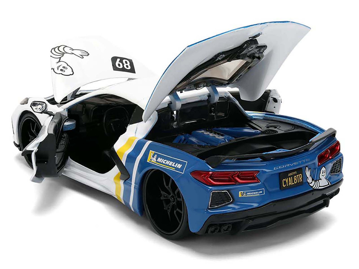 2020 Chevrolet Corvette Stingray C8 #89 "Michelin" White with Yellow and Blue Stripes "Bigtime Muscle" Series 1/24 by Jada - Image 4
