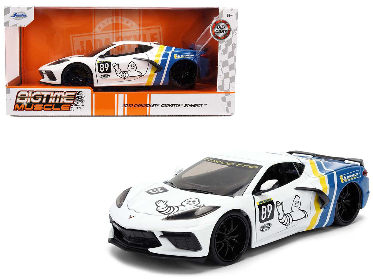 2020 Chevrolet Corvette Stingray C8 #89 "Michelin" White with Yellow and Blue Stripes "Bigtime Muscle" Series 1/24 by Jada - Image 5