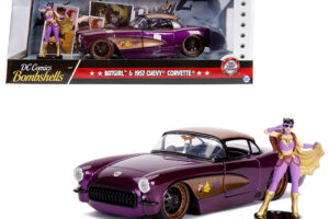 1957 Chevrolet Corvette Purple with Batgirl Diecast Figurine "DC Comics Bombshells" Series 1/24 by Jada