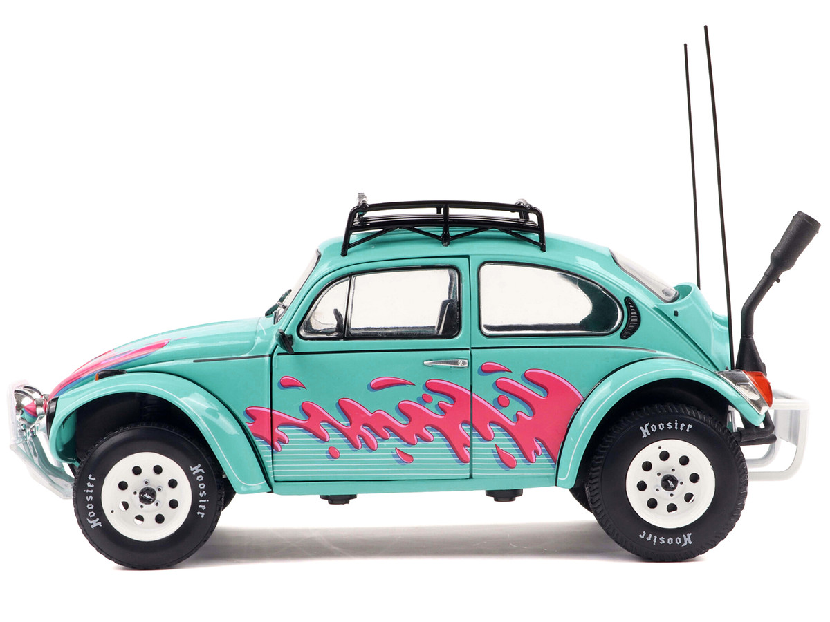 1976 Volkswagen Beetle Baja Miami Green with Pink Graphics 1/18 by Solido - Image 3