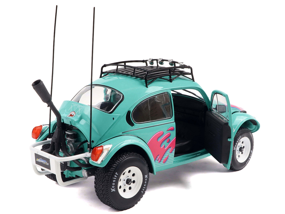 1976 Volkswagen Beetle Baja Miami Green with Pink Graphics 1/18 by Solido - Image 4