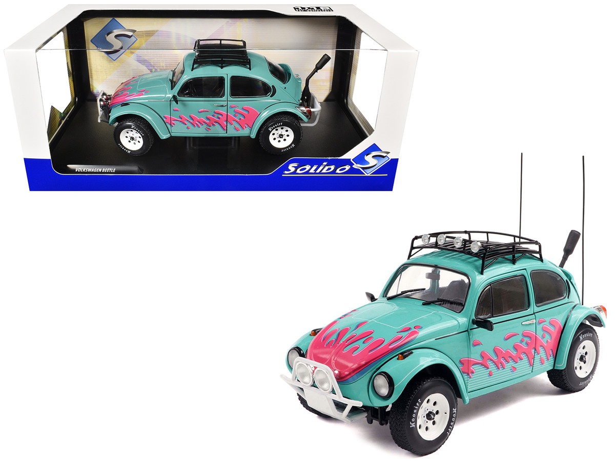 1976 Volkswagen Beetle Baja Miami Green with Pink Graphics 1/18 by Solido - Image 6