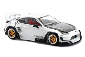 Toyota Pandem GR86 White with Carbon Hood "Enigma Exclusive Edition" 1/64 by Pop Race