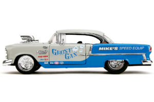 1955 Chevrolet Bel Air "Ghost Gas - Mike's Speed Equip" Light Gray and Blue "Bigtime Muscle" Series 1/24 by Jada