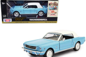 1964 1/2 Ford Mustang Light Blue with White Top James Bond 007 "Thunderball" (1965) Movie "James Bond Collection" Series 1/24 by Motormax