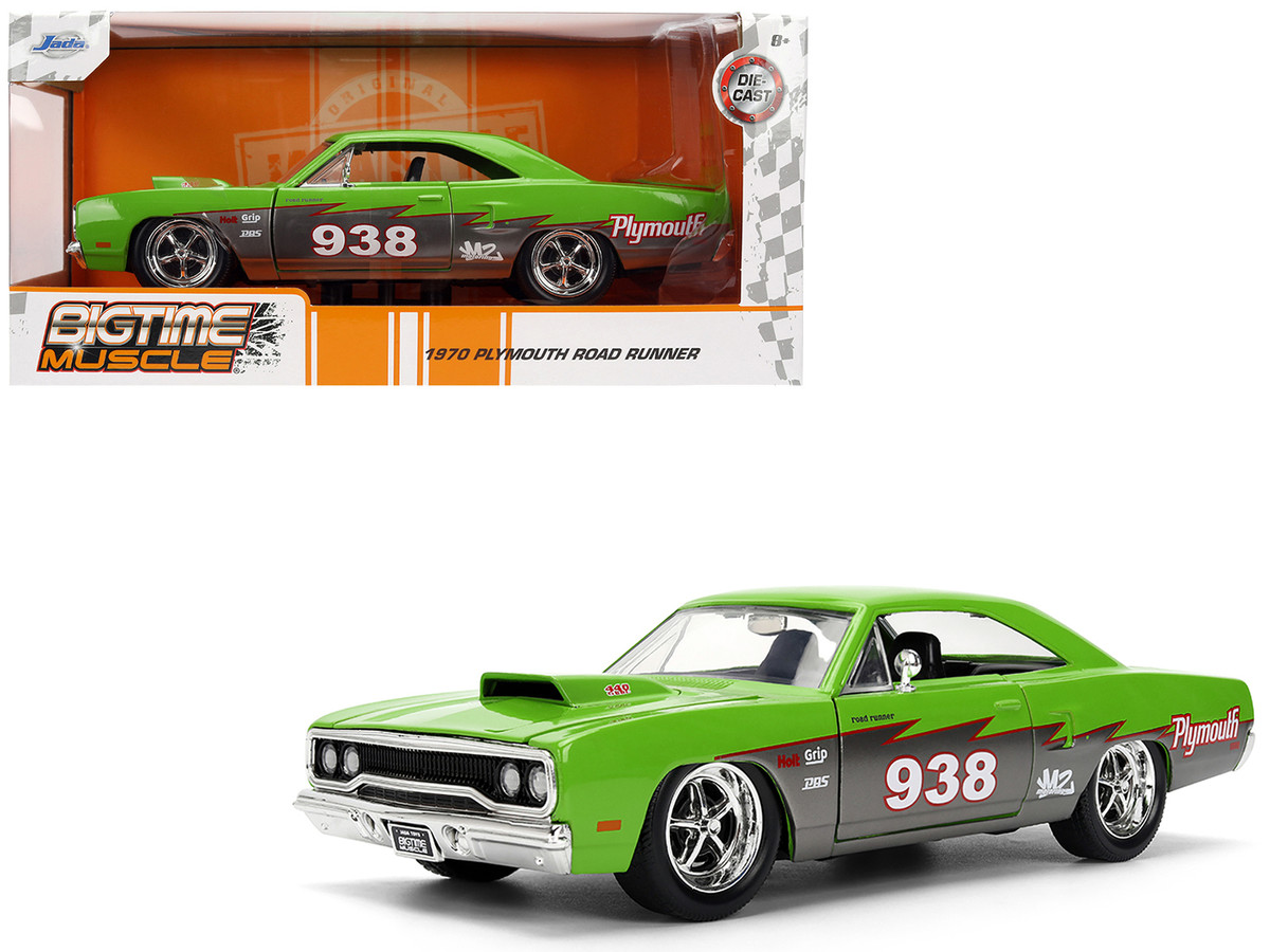 1970 Plymouth Road Runner #938 Green and Gray Metallic "Bigtime Muscle" Series 1/24 by Jada