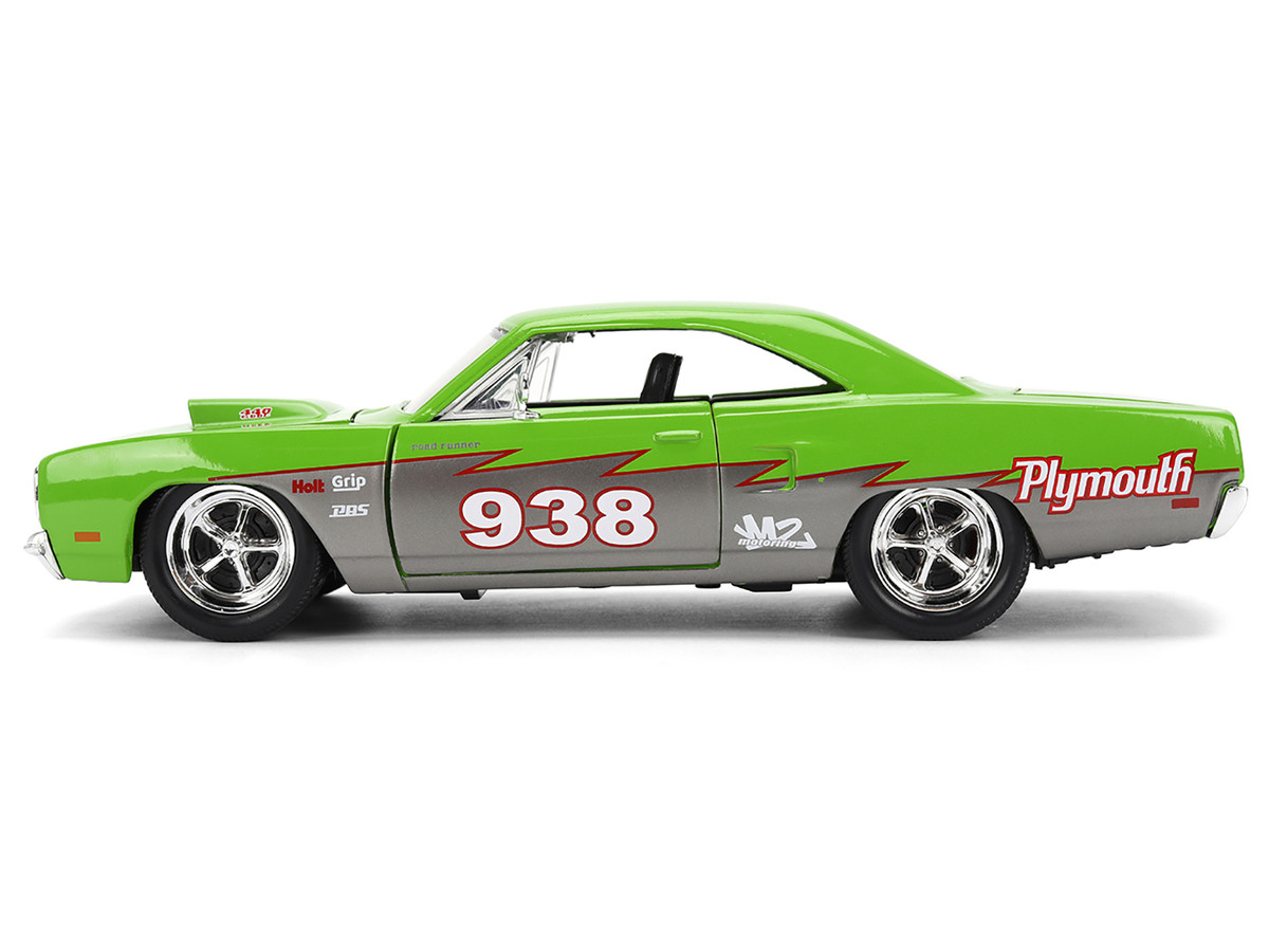 1970 Plymouth Road Runner #938 Green and Gray Metallic "Bigtime Muscle" Series 1/24 by Jada - Image 3