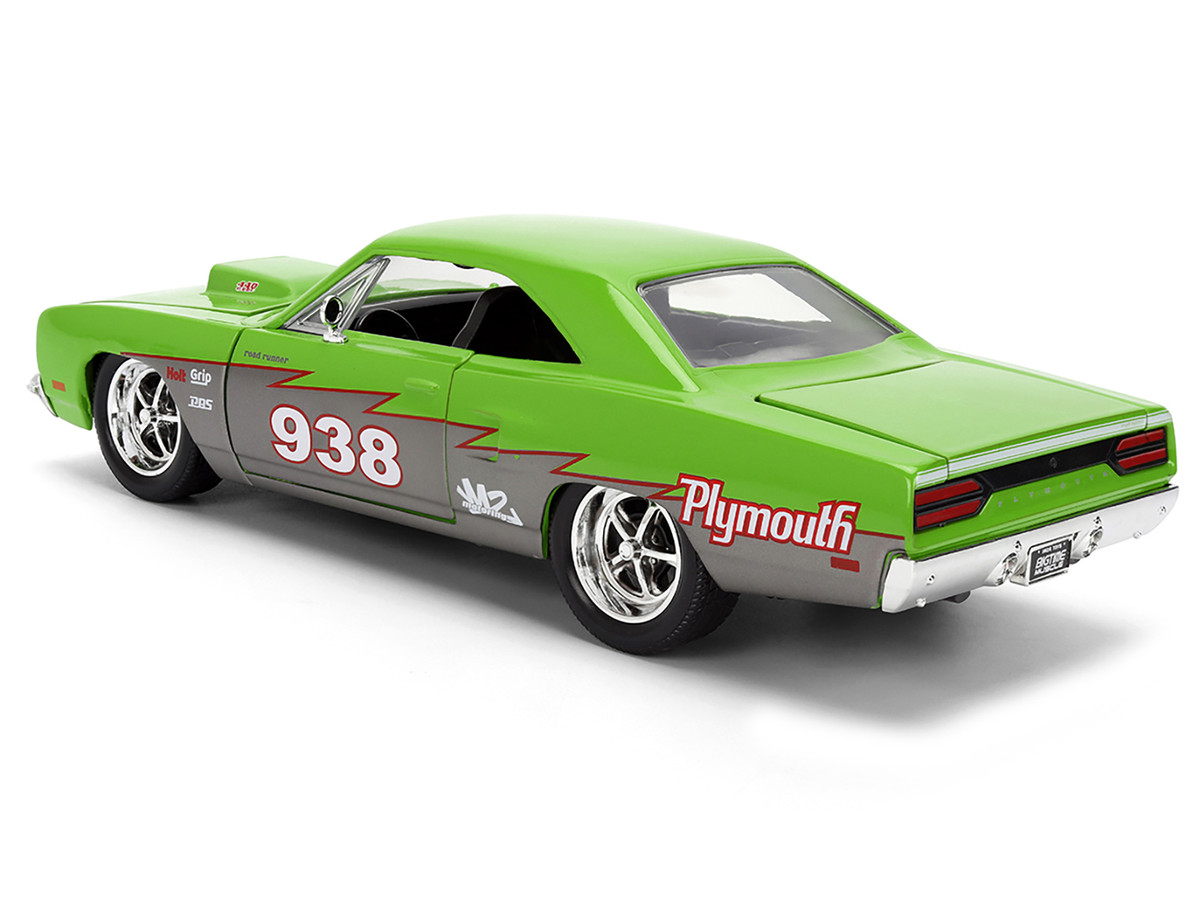 1970 Plymouth Road Runner #938 Green and Gray Metallic "Bigtime Muscle" Series 1/24 by Jada - Image 5