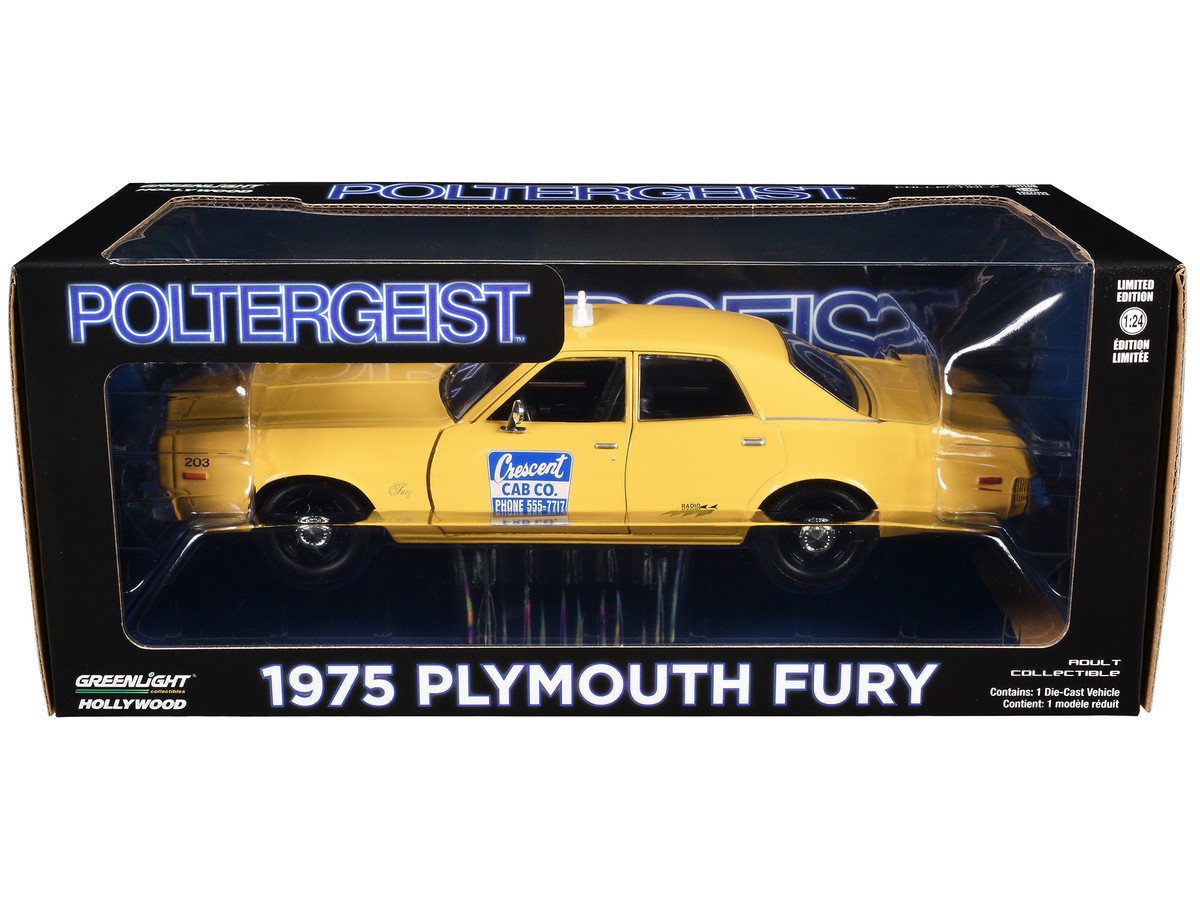 1975 Plymouth Fury Taxi "Crescent Cab Co." Yellow "Poltergeist" (1982) Movie "Hollywood" Series 20 1/24 by Greenlight - Image 3