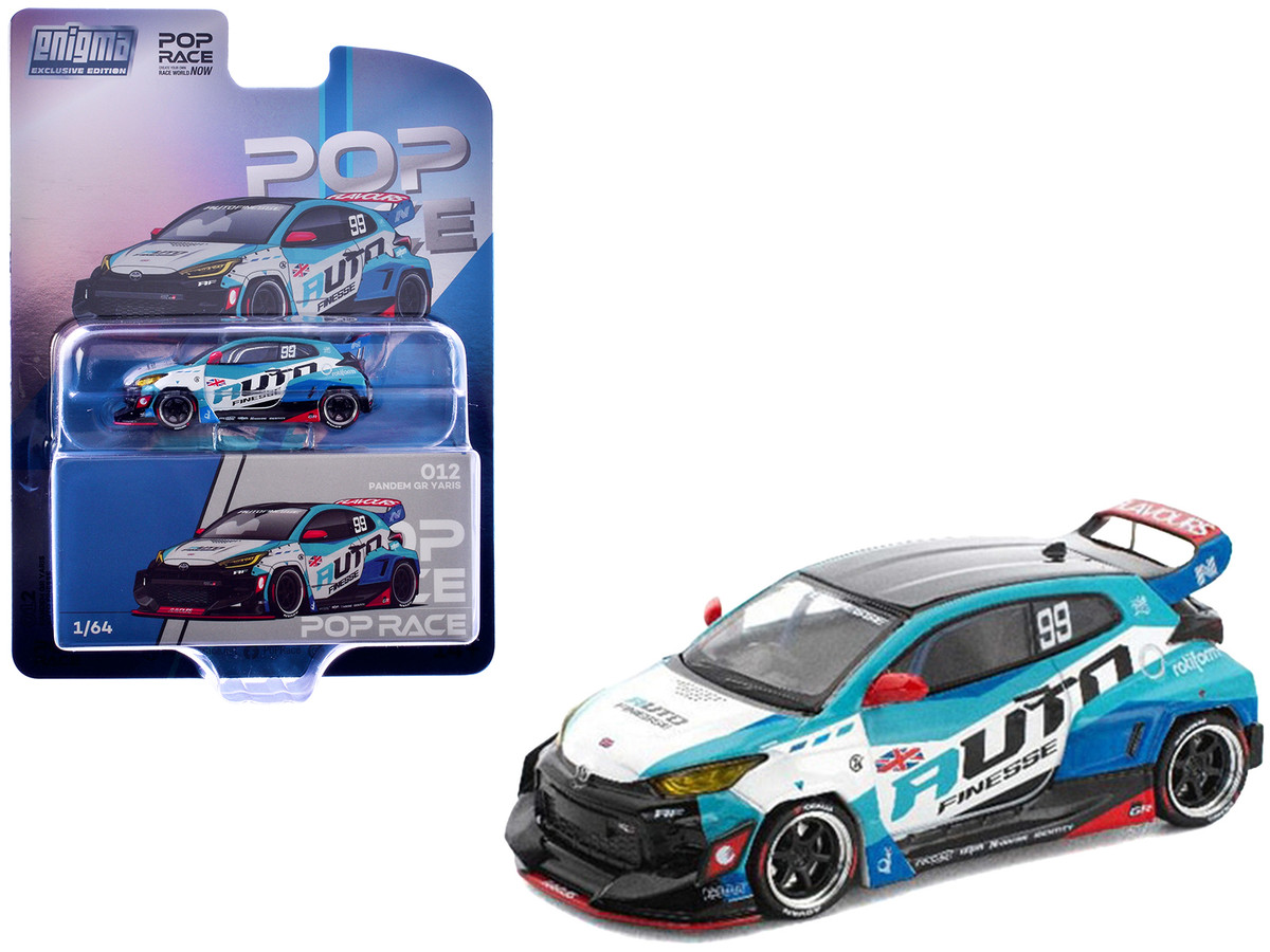 Pandem GR Yaris RHD (Right Hand Drive) #99 "Auto Finesse" Blue and White with Graphics "Enigma Exclusive Edition" 1/64 by Pop Race - Image 5
