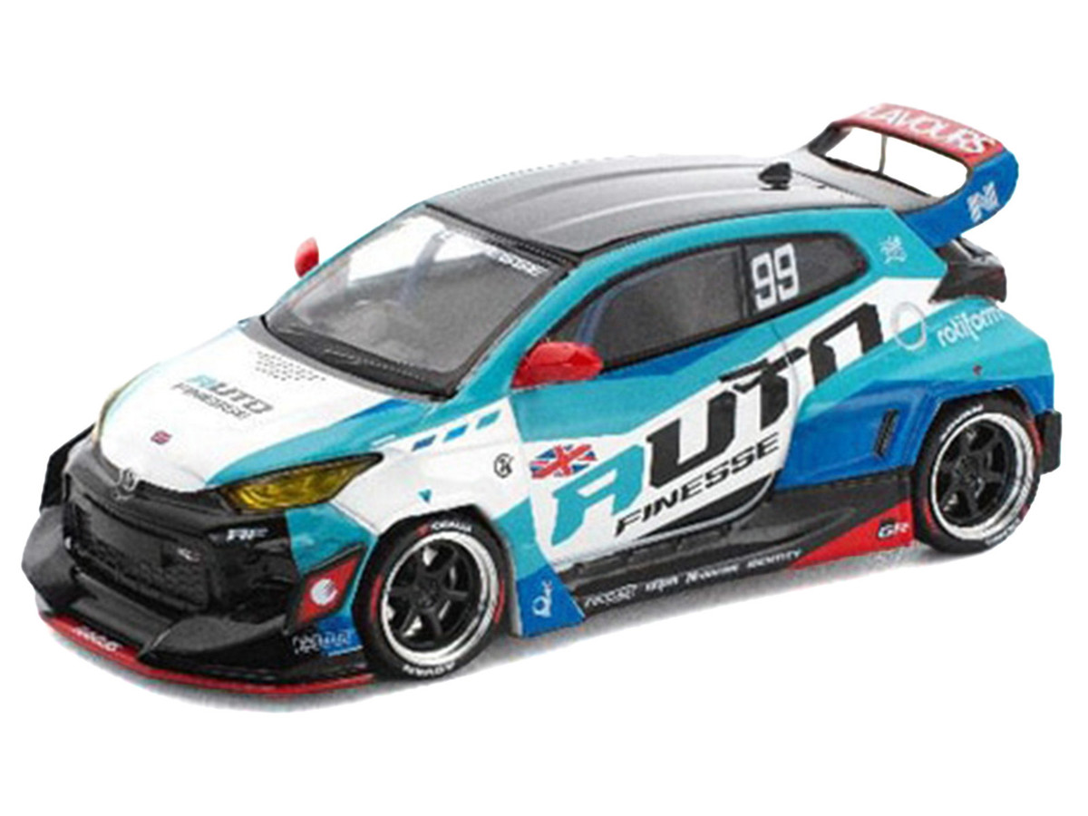 Pandem GR Yaris RHD (Right Hand Drive) #99 "Auto Finesse" Blue and White with Graphics "Enigma Exclusive Edition" 1/64 by Pop Race - Image 2