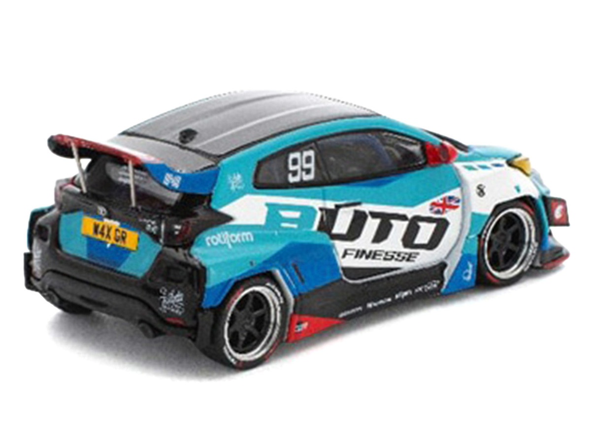 Pandem GR Yaris RHD (Right Hand Drive) #99 "Auto Finesse" Blue and White with Graphics "Enigma Exclusive Edition" 1/64 by Pop Race - Image 3