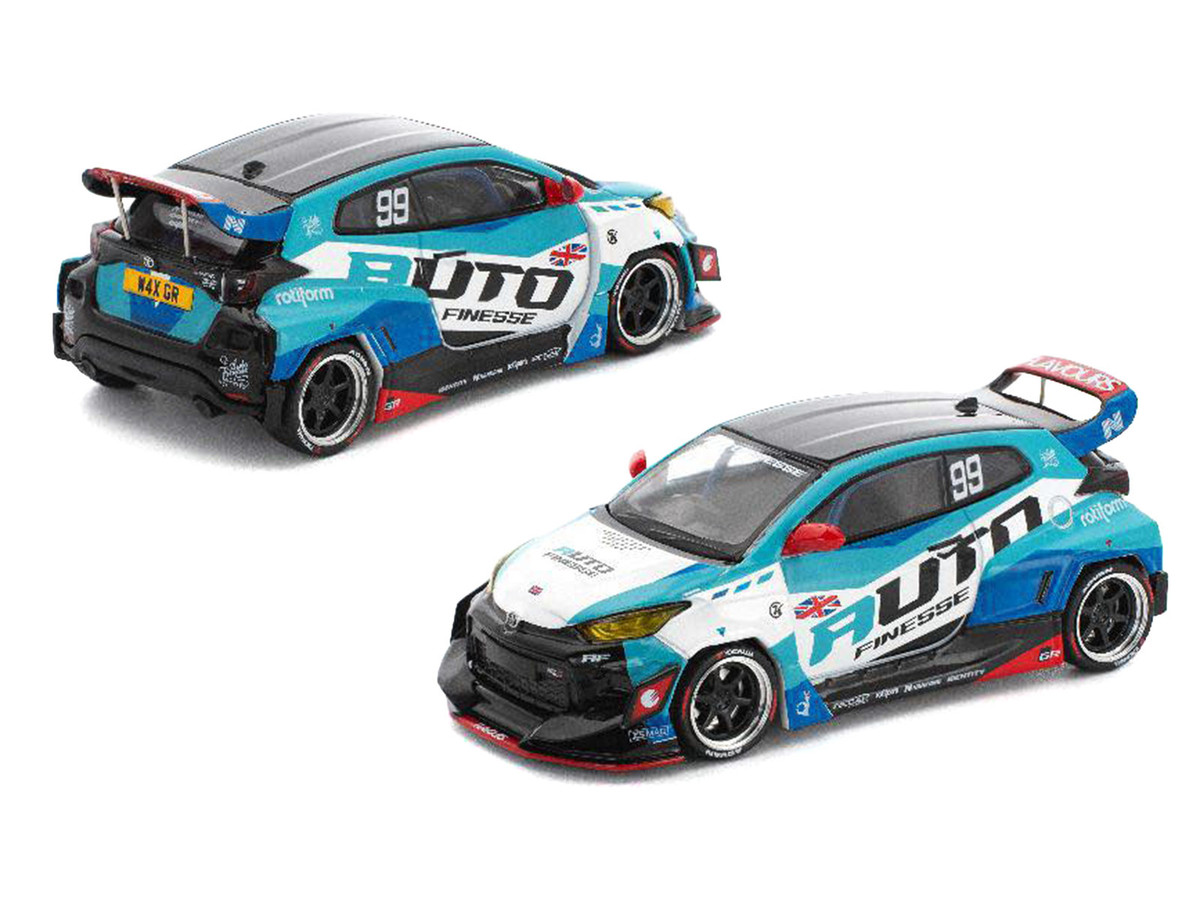 Pandem GR Yaris RHD (Right Hand Drive) #99 "Auto Finesse" Blue and White with Graphics "Enigma Exclusive Edition" 1/64 by Pop Race - Image 4