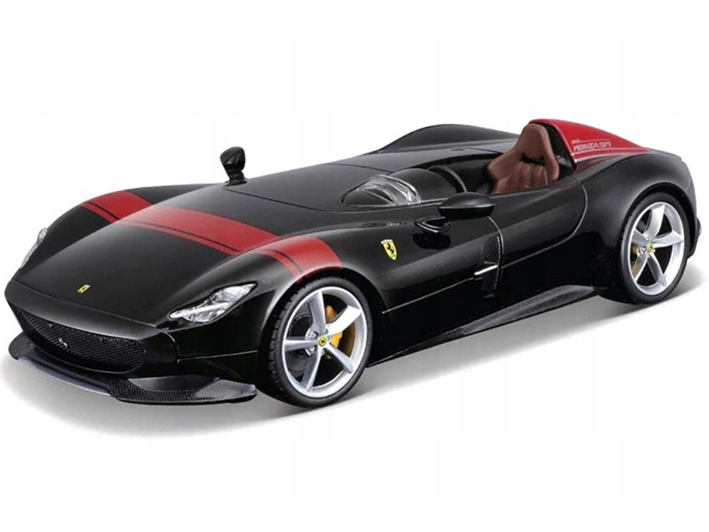 Ferrari Monza SP1 Black Metallic with Red Stripes "Race & Play" Series 1/24 by Bburago - Image 4