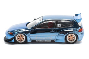 Pandem Civic EG6 RHD (Right Hand Drive) Blue Chrome 1/64 by Pop Race