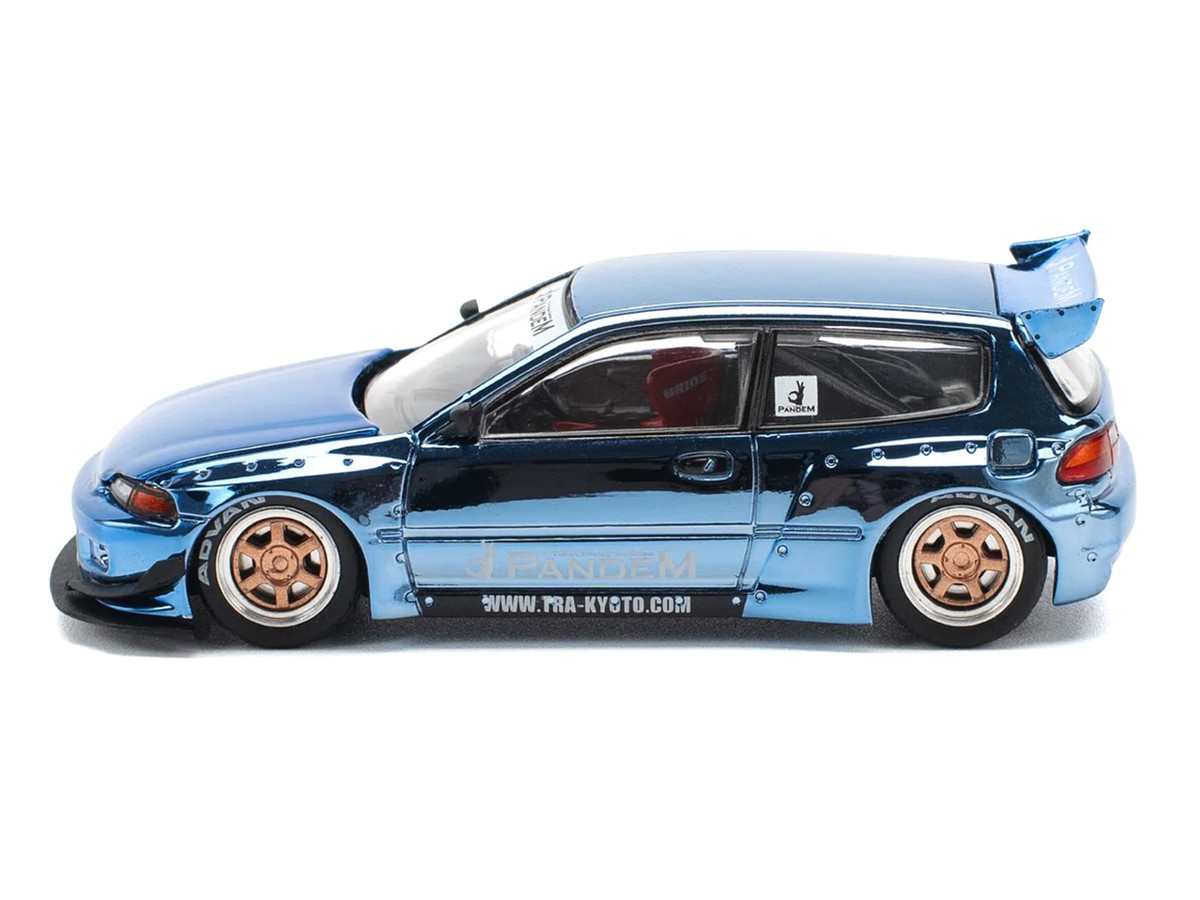 Pandem Civic EG6 RHD (Right Hand Drive) Blue Chrome 1/64 by Pop Race