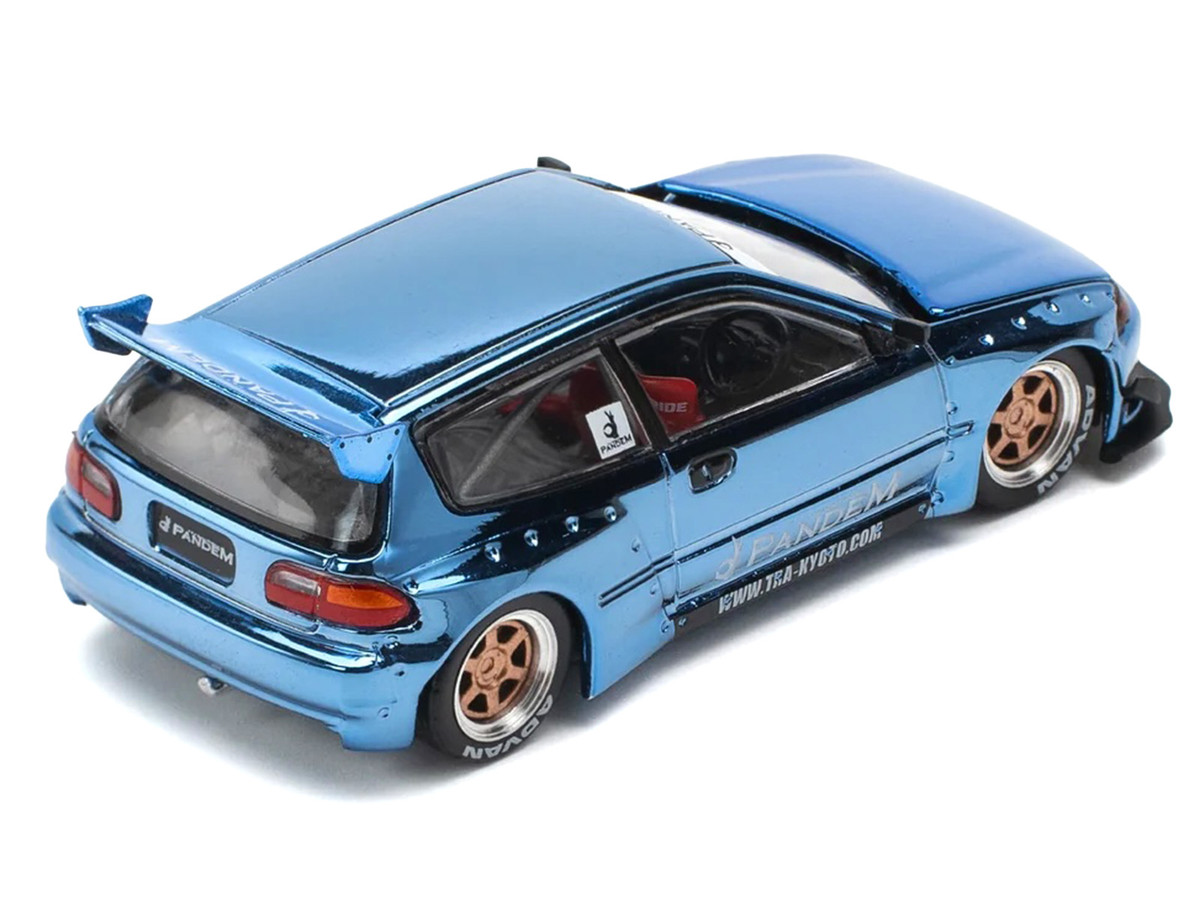 Pandem Civic EG6 RHD (Right Hand Drive) Blue Chrome 1/64 by Pop Race - Image 2