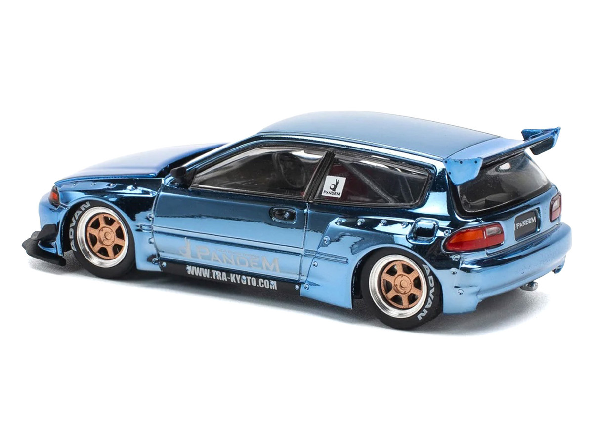 Pandem Civic EG6 RHD (Right Hand Drive) Blue Chrome 1/64 by Pop Race - Image 3