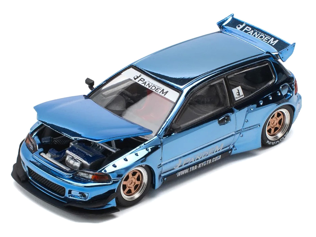 Pandem Civic EG6 RHD (Right Hand Drive) Blue Chrome 1/64 by Pop Race - Image 4