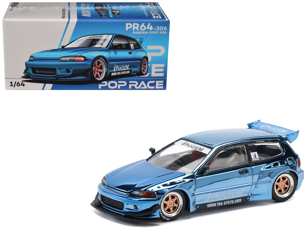 Pandem Civic EG6 RHD (Right Hand Drive) Blue Chrome 1/64 by Pop Race - Image 5